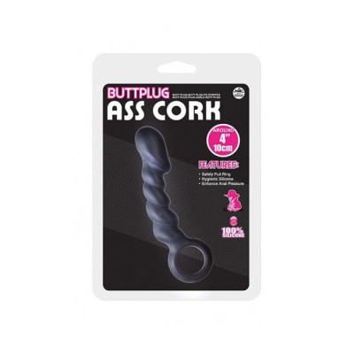 Ass Cork Buttplug ca.10.0cm Silicone blk