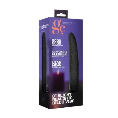 8 Inch Slight Realistic Dildo Vibe-Black