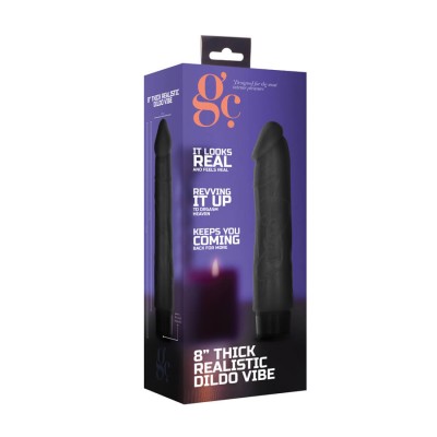 8 Inch Thick Realistic Dildo Vibe-Black