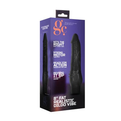 8 Inch Fat Realistic Dildo Vibe - Black