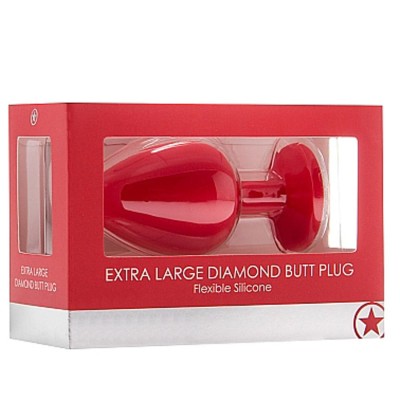 Extra Large Diamond Butt Plug - Red