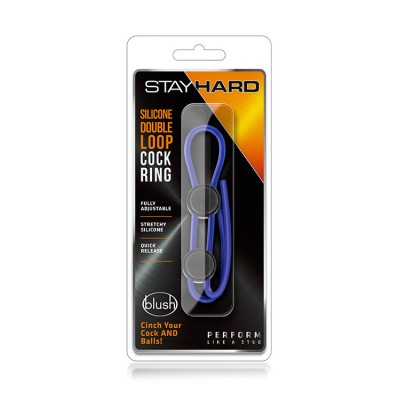 STAY HARD DOUBLE LOOP COCK RING BLUE