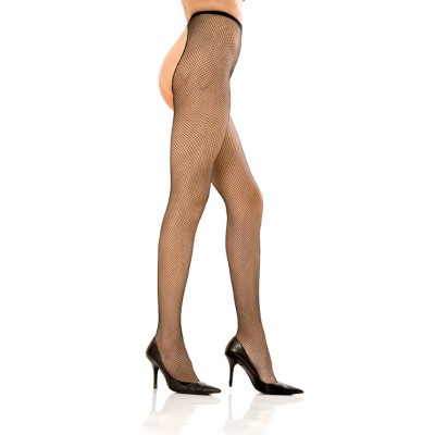 CROTCHLESS FISHNET PANTYHOSE BLACK