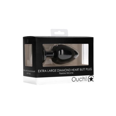 Diamond Heart Butt Plug-Extra Large-Blac