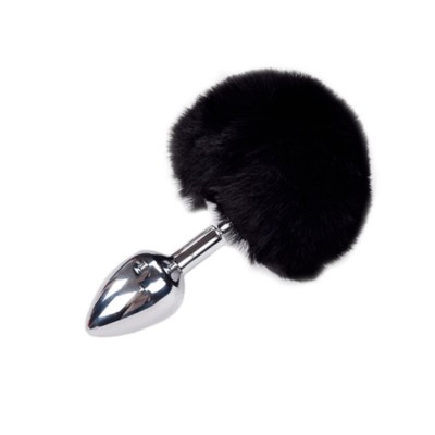 Metal Anal Fluffly Plug S - Black