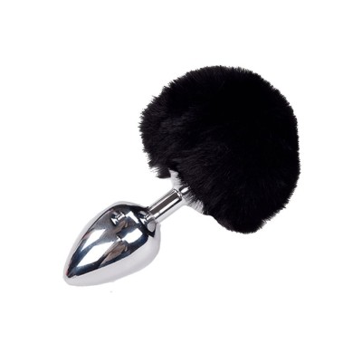 Metal Anal Fluffly Plug L - Black