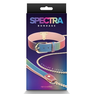 SPECTRA BONDAGE COLLAR &  LEASH RAINBOW