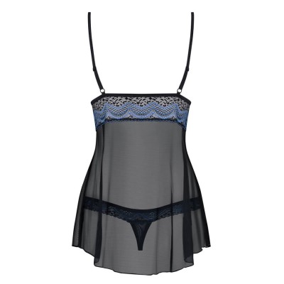 844-BAB-1 babydoll & thong  black