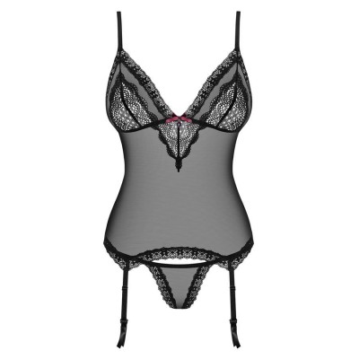 820-COR-1 corset & thong  black