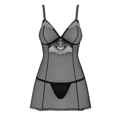 840-BAB-1 babydoll & thong  black