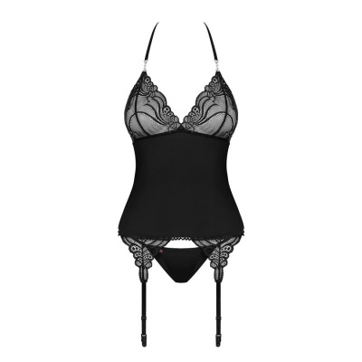 828-COR-1 corset & thong  black