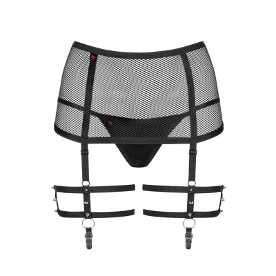 858-GAR-1 garter belt and thong  bla