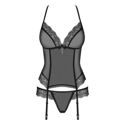 864-COR-1 corset & thong  black