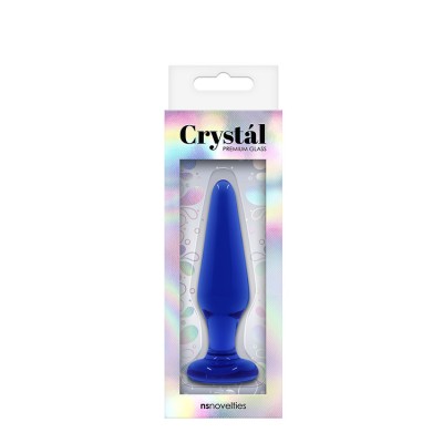 CRYSTAL TAPERED GLASS PLUG MEDIUM BLUE