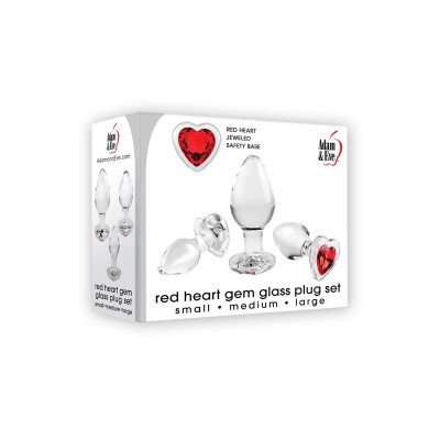 A&E RED HEART GEM GLASS PLUG SET