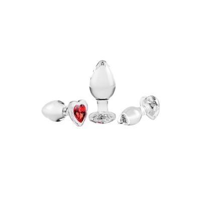 A&E RED HEART GEM GLASS PLUG SET