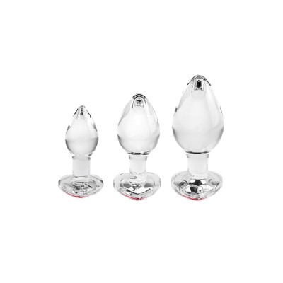 A&E RED HEART GEM GLASS PLUG SET