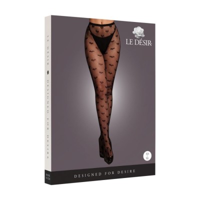 Heart Patterned Tights - One Size - Blac