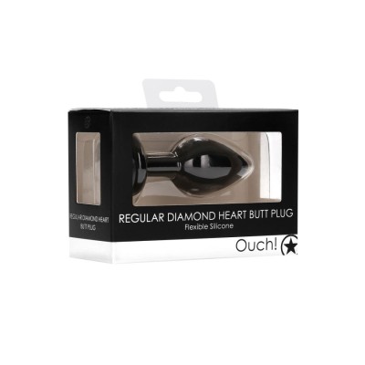 Diamond Heart Butt Plug - Regular -Black Diamond Heart Butt Plug - Regular -Black