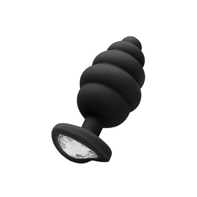 Regular Ribbed Diamond Heart Plug -Black Regular Ribbed Diamond Heart Plug -Black