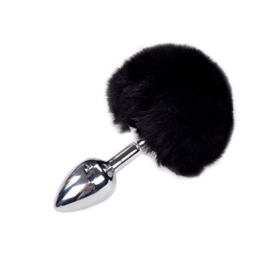 Metal Anal Fluffly Plug S - Black Metal Anal Fluffly Plug S - Black