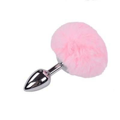 Metal Anal Fluffly Plug S - Pink Metal Anal Fluffly Plug S - Pink