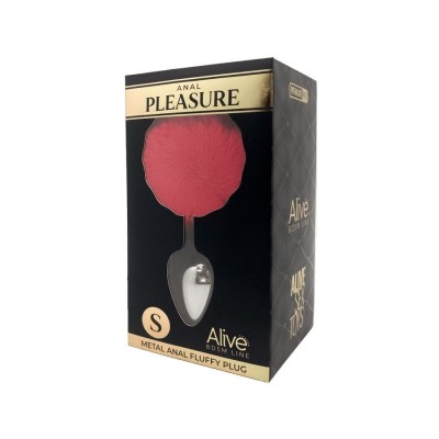 Metal Anal Fluffly Plug S - Red Metal Anal Fluffly Plug S - Red