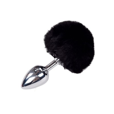 Metal Anal Fluffly Plug M - Black Metal Anal Fluffly Plug M - Black