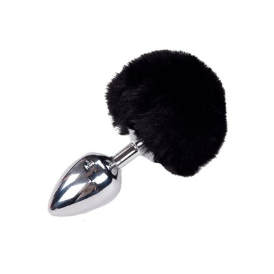 Metal Anal Fluffly Plug L - Black Metal Anal Fluffly Plug L - Black