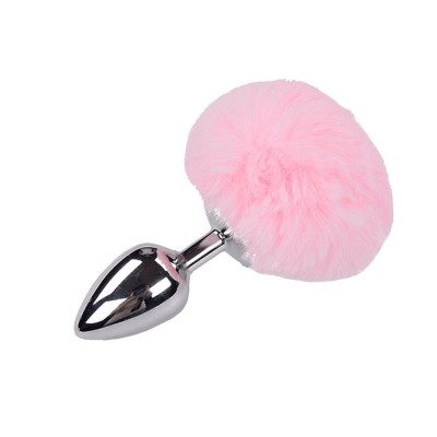 Metal Anal Fluffly Plug L - Pink Metal Anal Fluffly Plug L - Pink