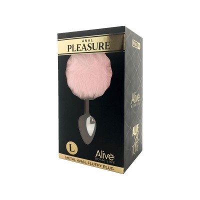 Metal Anal Fluffly Plug L - Pink Metal Anal Fluffly Plug L - Pink