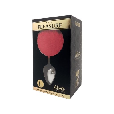 Metal Anal Fluffly Plug L - Red Metal Anal Fluffly Plug L - Red