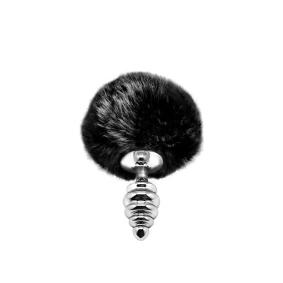 Metal Anal Fluffly Twist Plug S - Black Metal Anal Fluffly Twist Plug S - Black