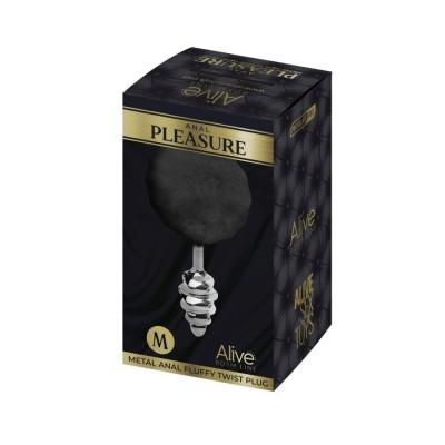 Metal Anal Fluffly Twist Plug M - Black Metal Anal Fluffly Twist Plug M - Black