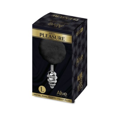 Metal Anal Fluffly Twist Plug L - Black Metal Anal Fluffly Twist Plug L - Black