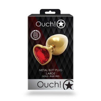 Heart Gem Butt Plug - Large - Gold/Ruby Heart Gem Butt Plug - Large - Gold/Ruby