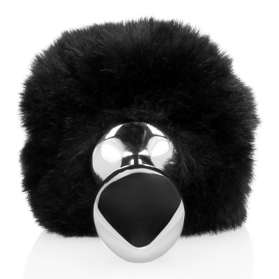 Bunny Tail with Metal Butt Plug - Black Bunny Tail with Metal Butt Plug - Black