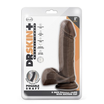 DR. SKIN PLUS 8 INCH POSABLE DILDO WITH DR. SKIN PLUS 8 INCH POSABLE DILDO WITH