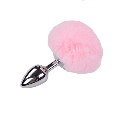 Metal Anal Fluffly Plug M - Pink Metal Anal Fluffly Plug M - Pink